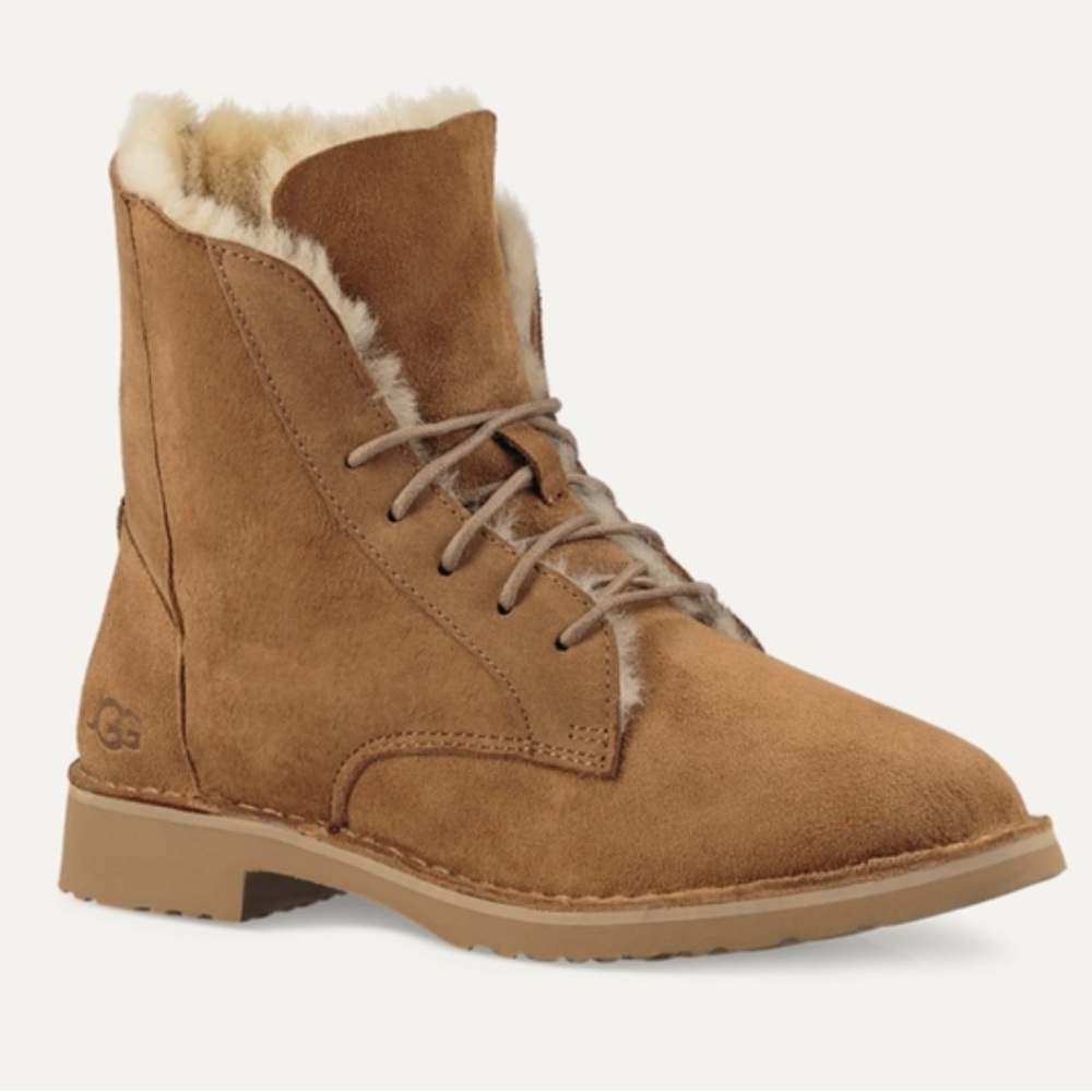 NWOT UGG Tan Suede Shearling Boots